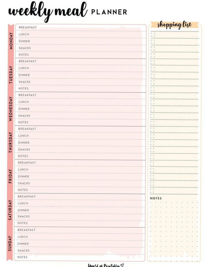📝 📅 Free Weekly Meal Planner Templates Printable & Digital | stay inspired all year long