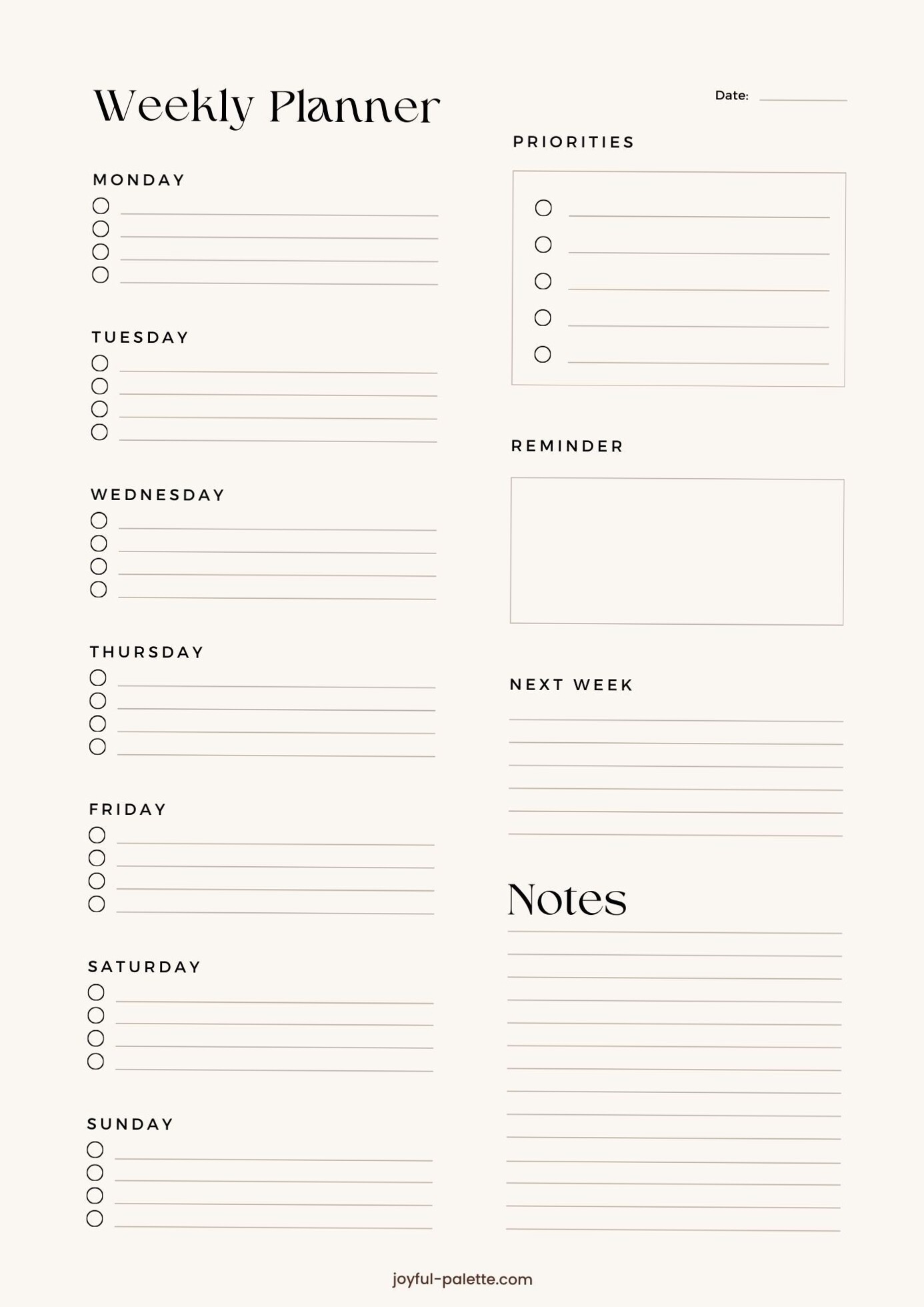Free Weekly Planner Templates for Creative Organization — 🤍 🕯️ romanticize your routine