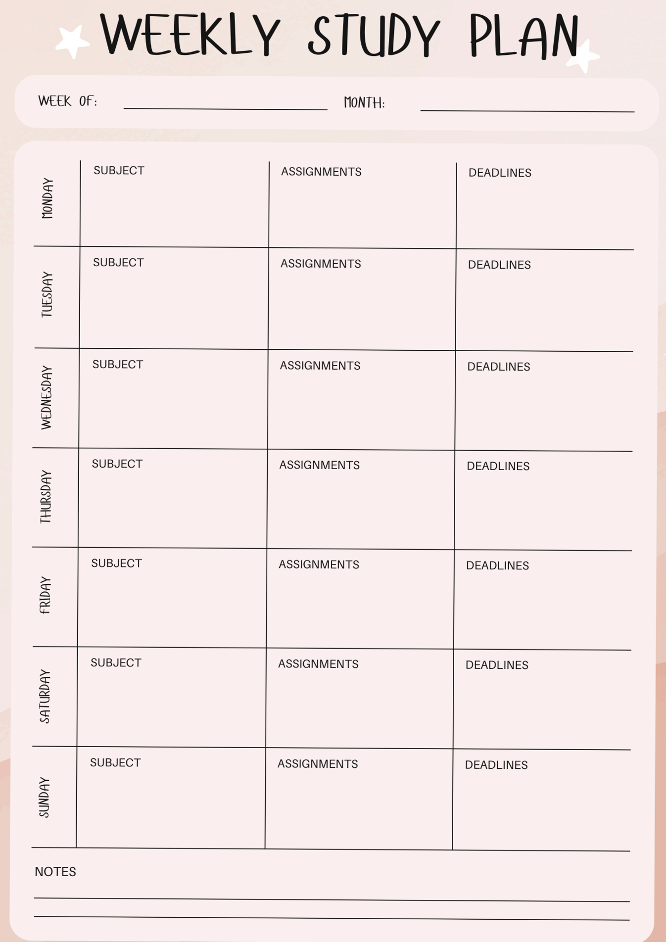 Free Weekly Study Plan Printable – Stay Organised — 🤍 ✨ secret to staying productive