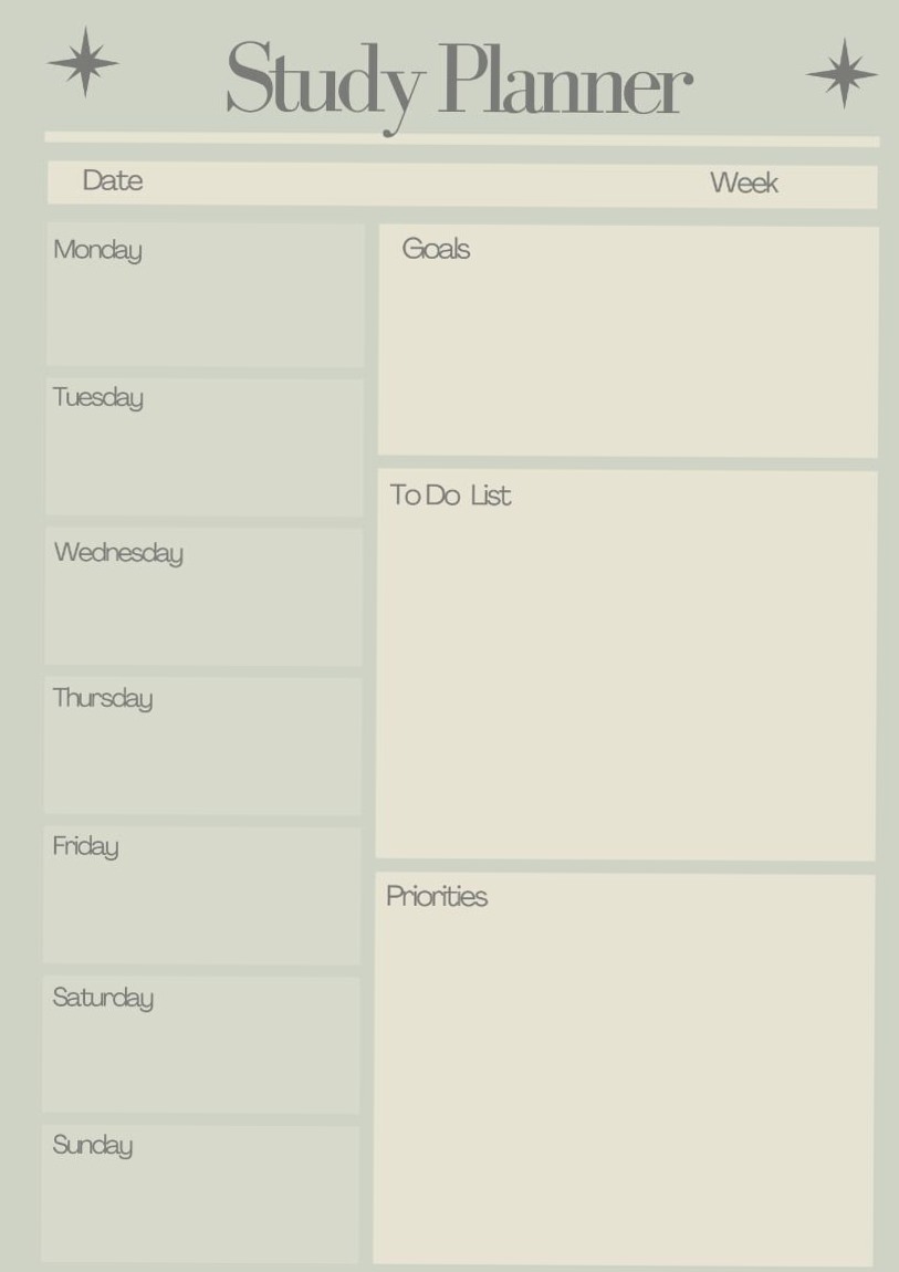 Free Weekly Study Planner for Any Subject — 🕯️ ☁️ romanticize your routine