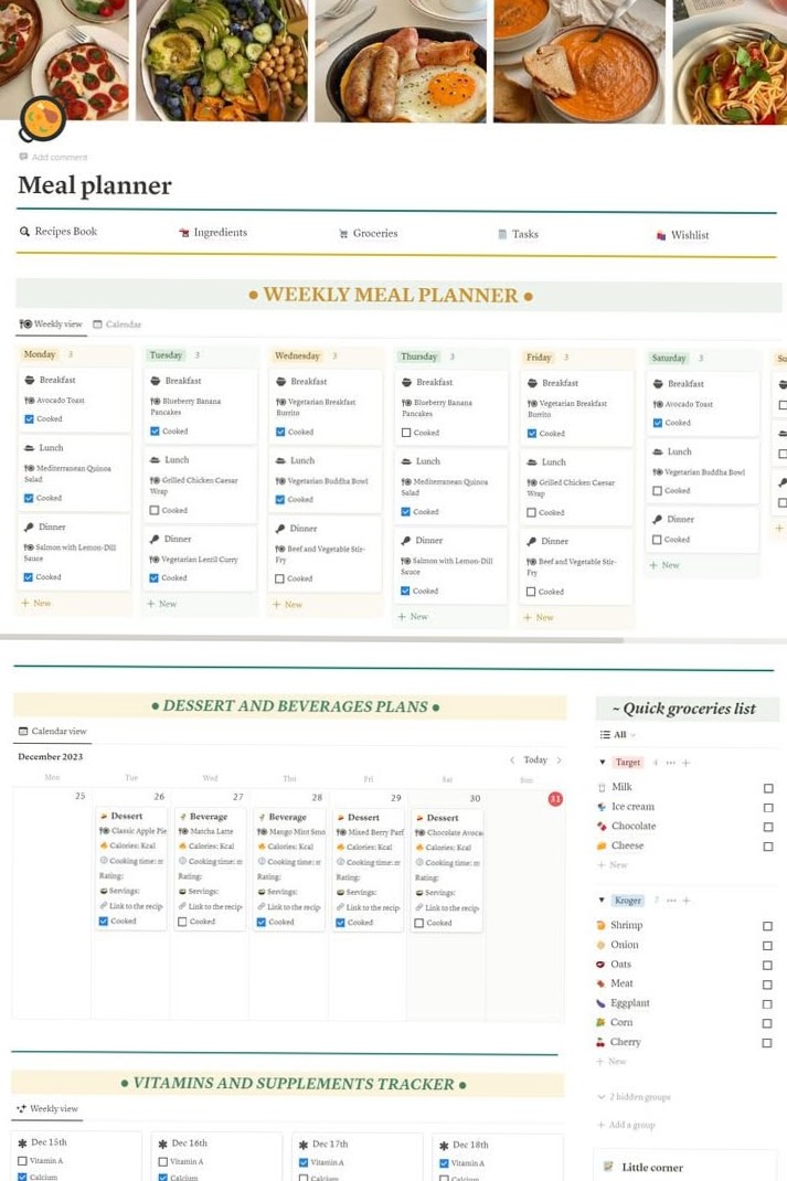 🌿 🤍 game-changing digital system: Meal Planner Notion Template for Creative Minds