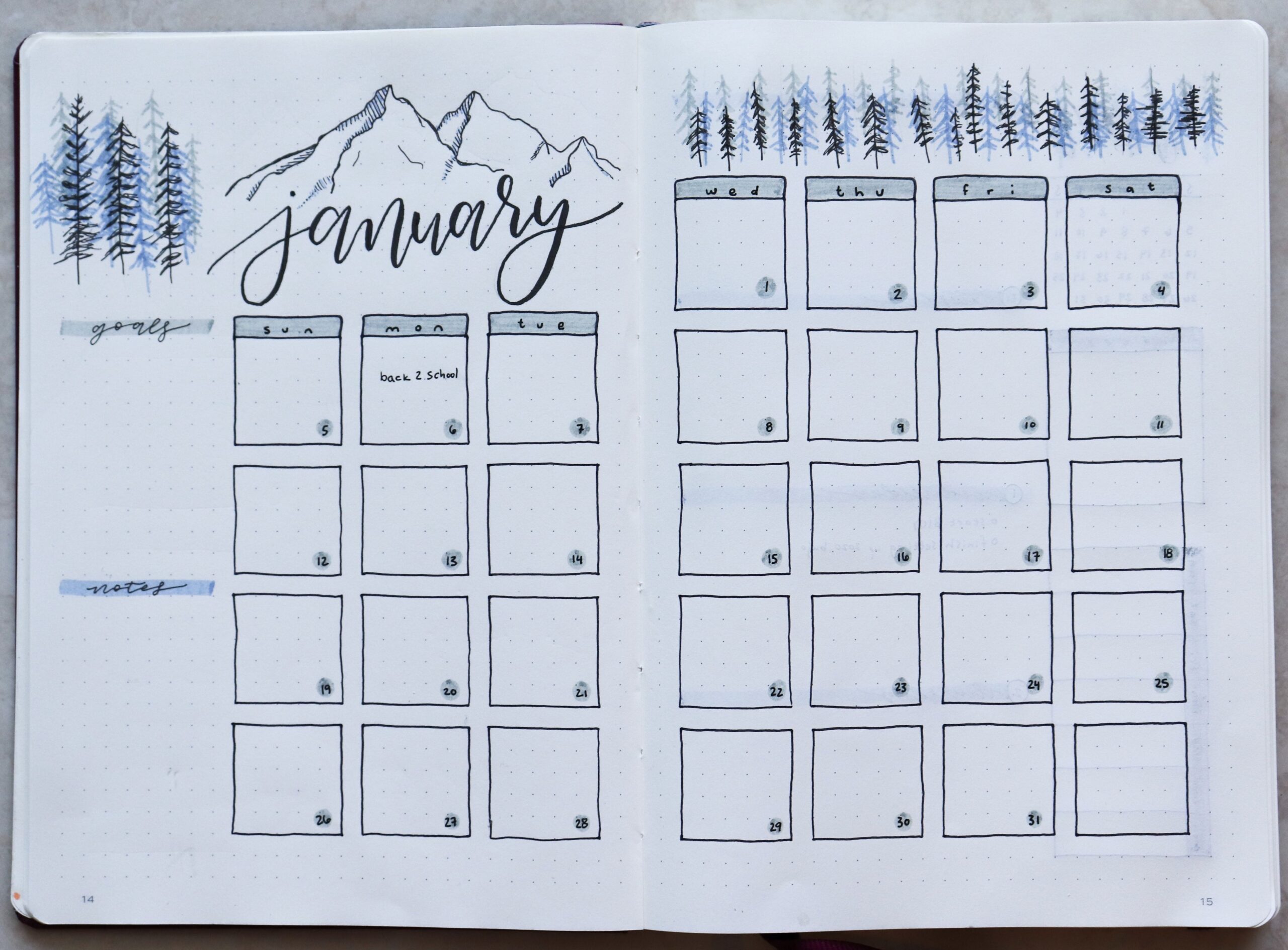 January Monthly Spread for Digital Planners & Creative Design Assets — ✨ ☁️ secret to staying productive