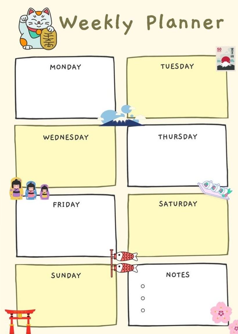 Japanese-Inspired 2023 Digital Weekly Planner Design — 📅 🖇️ dream life manifestation