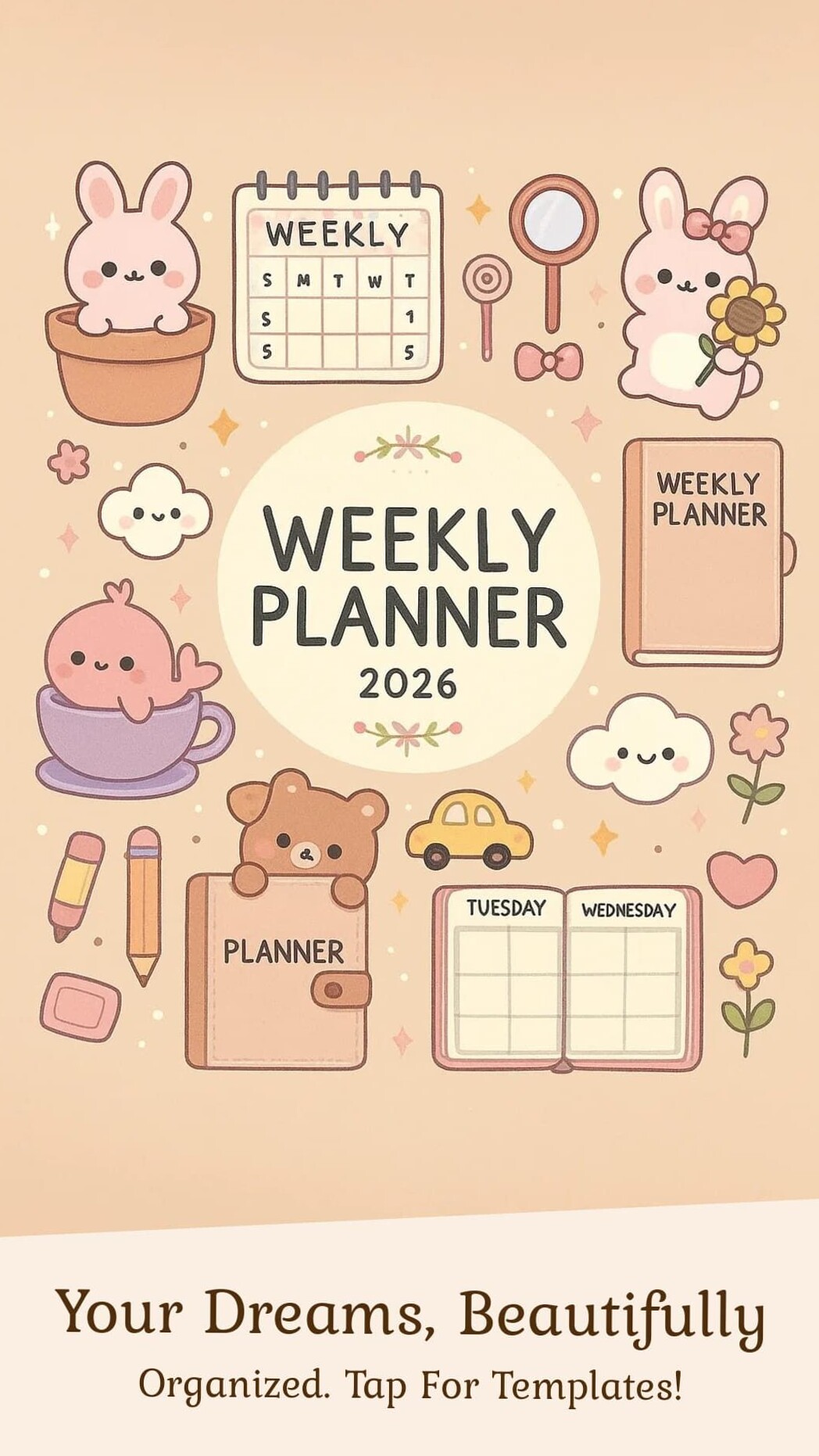 Kawaii Pink Weekly Planner for Cute Scheduling — 🖌️ 🌈 romanticize your routine