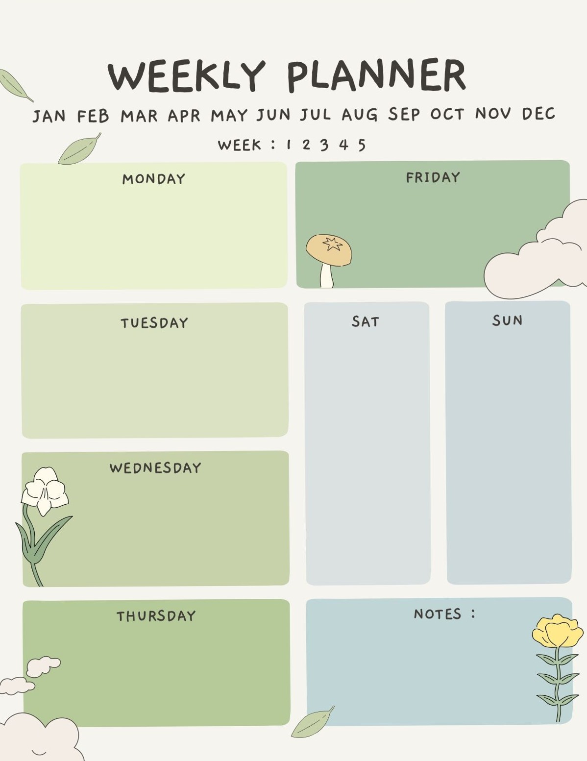 Kawaii Weekly Planner Design — Notability Gallery Inspiration — 🥂 🌸 dream life manifestation