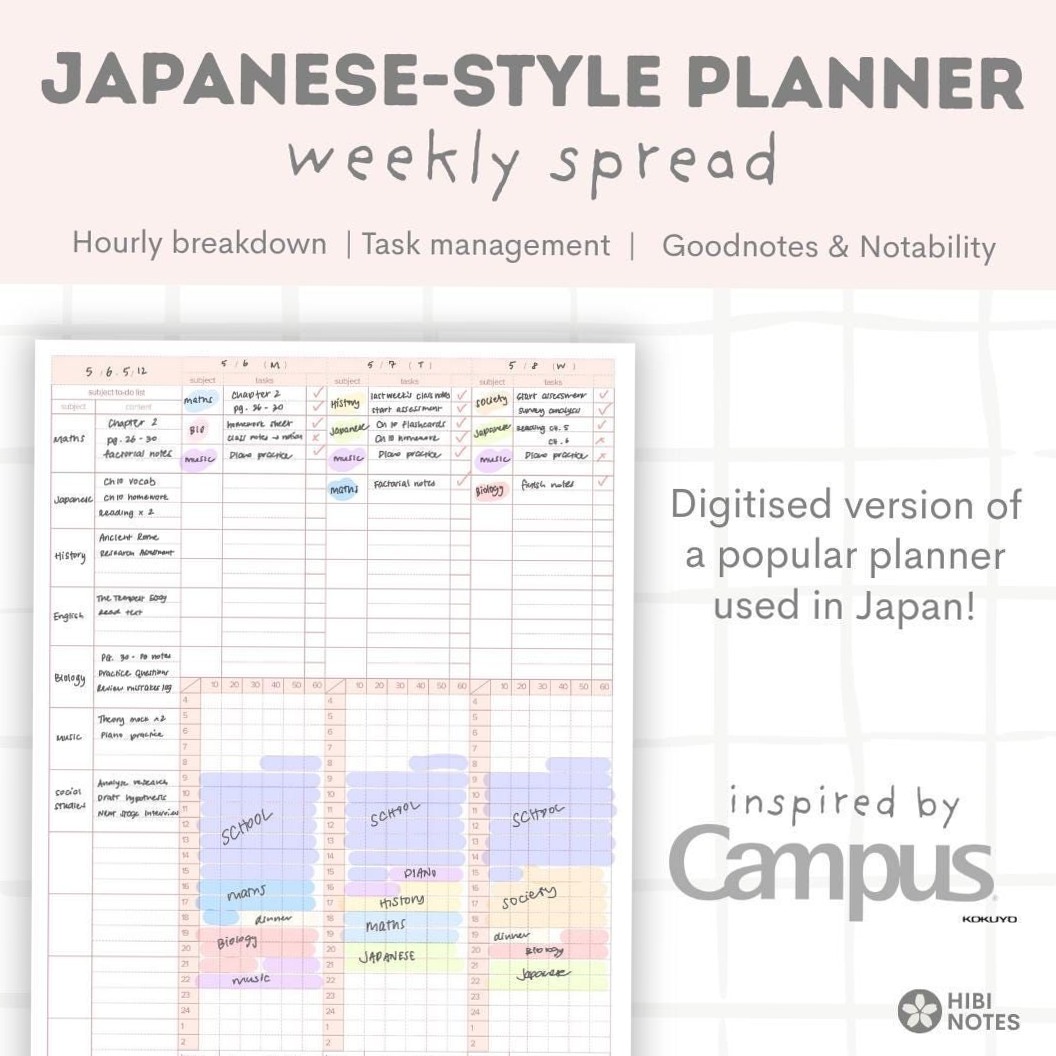 💎 🌈 Kokuyo Campus Style Weekly Planner PDF | Digital Study/Work Schedule Design | stay inspired all year long