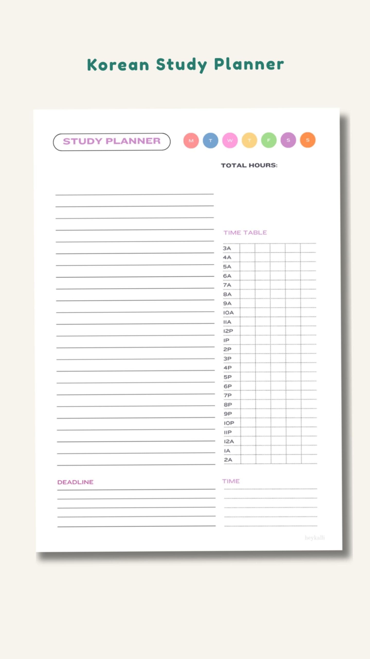 🌈 📍 Korean Study Planner | Digital Design & Creative Planner Assets | romanticize your routine