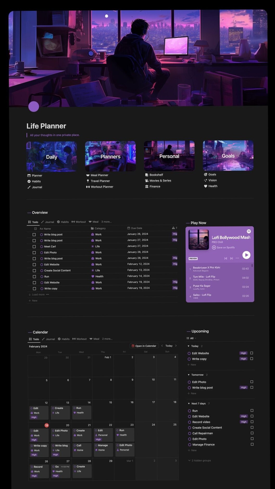 🖇️ 📌 Life Planner Template for Notion | Digital Design & Creative Tools | pro digital dashboard