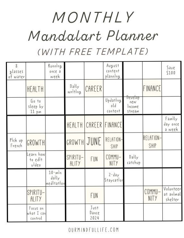 🤍 🤍 Mandalart Life Change [Free Template] — Our Mindful Life | stay inspired all year long