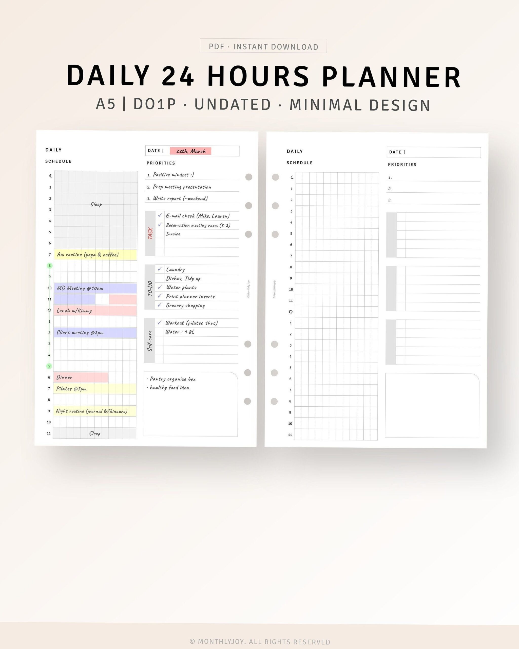 Master Your Day with Our Minimalist 24 Hour A5 Planner — ✨ ✨ romanticize your routine
