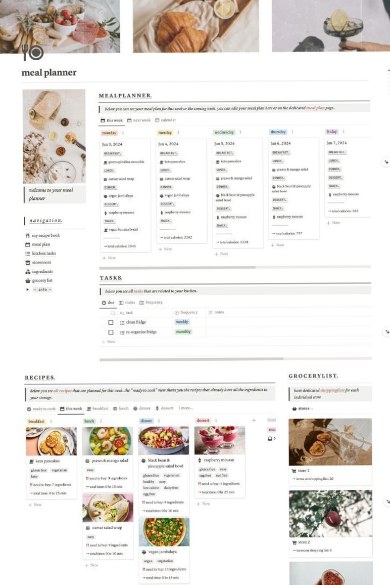 📊 📊 Meal Planner Notion Template | Recipes, Groceries, & Food Layouts | 2026 efficiency hack
