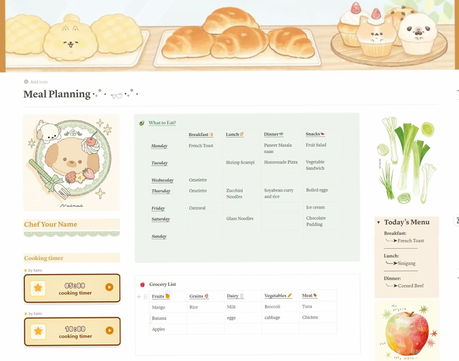 💍 💌 Meal Planner Notion Template | pro digital dashboard