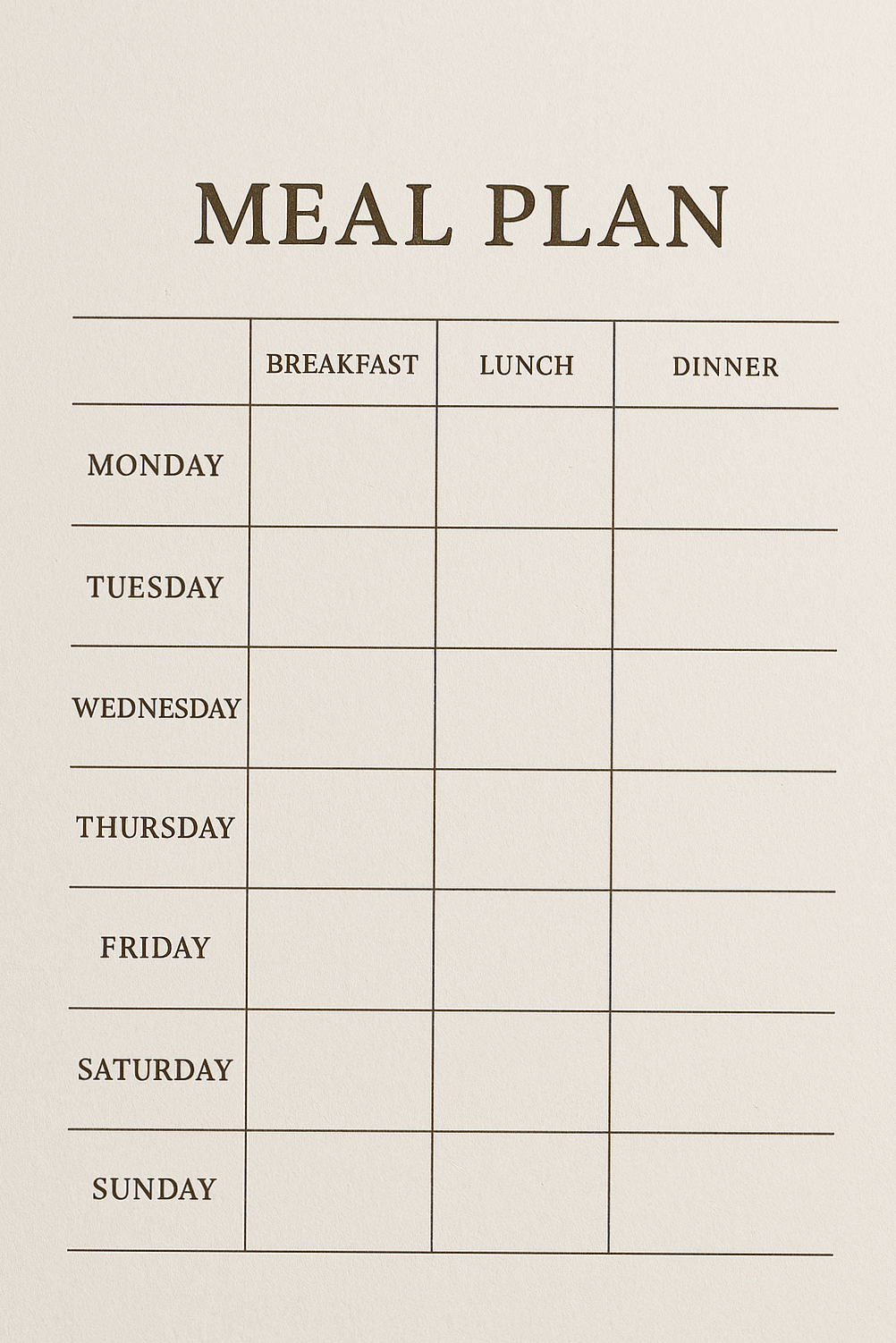 Minimalist Weekly Meal Plan Template | Clean Design | Digital Planners | Creative Assets — 💌 🍰 secret to staying productive