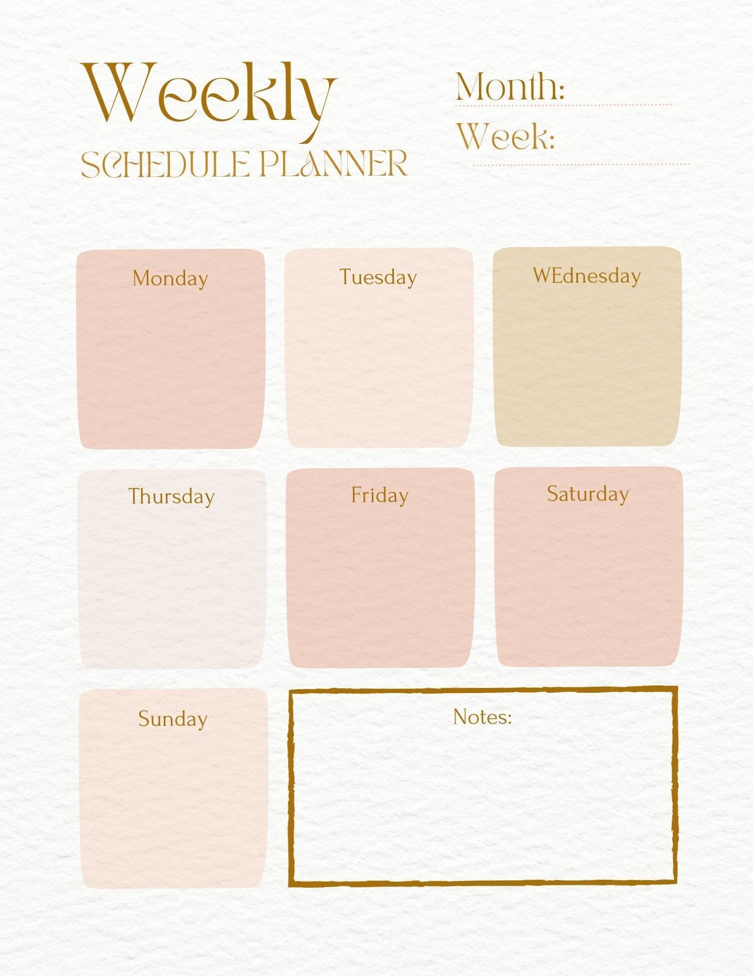 Modern Aesthetic One-Page Weekly Planner Printable — 🕯️ 🌿 dream life manifestation
