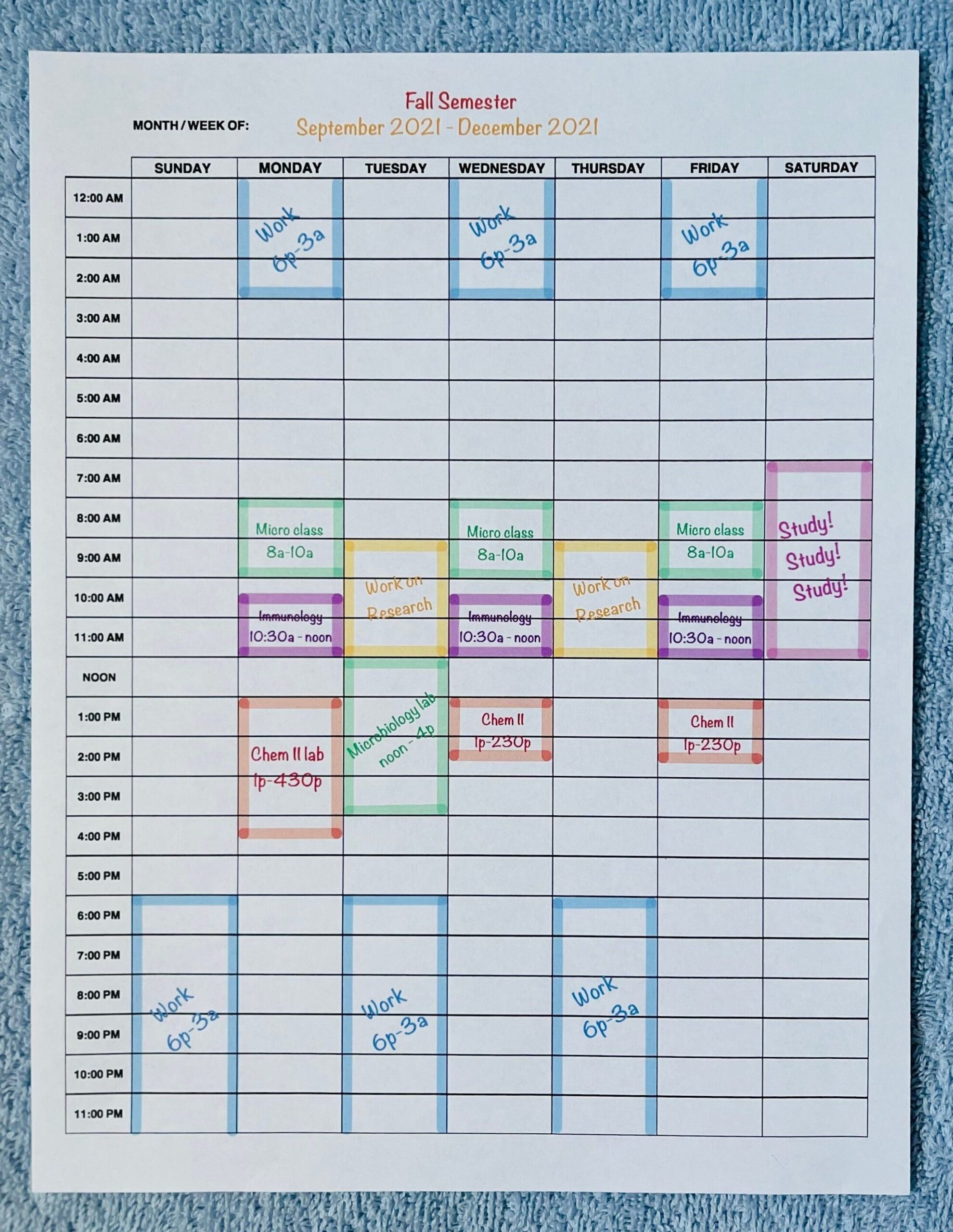 Night Shift Planner | 24-Hour Weekly Schedule PDF — ☁️ ✨ secret to staying productive