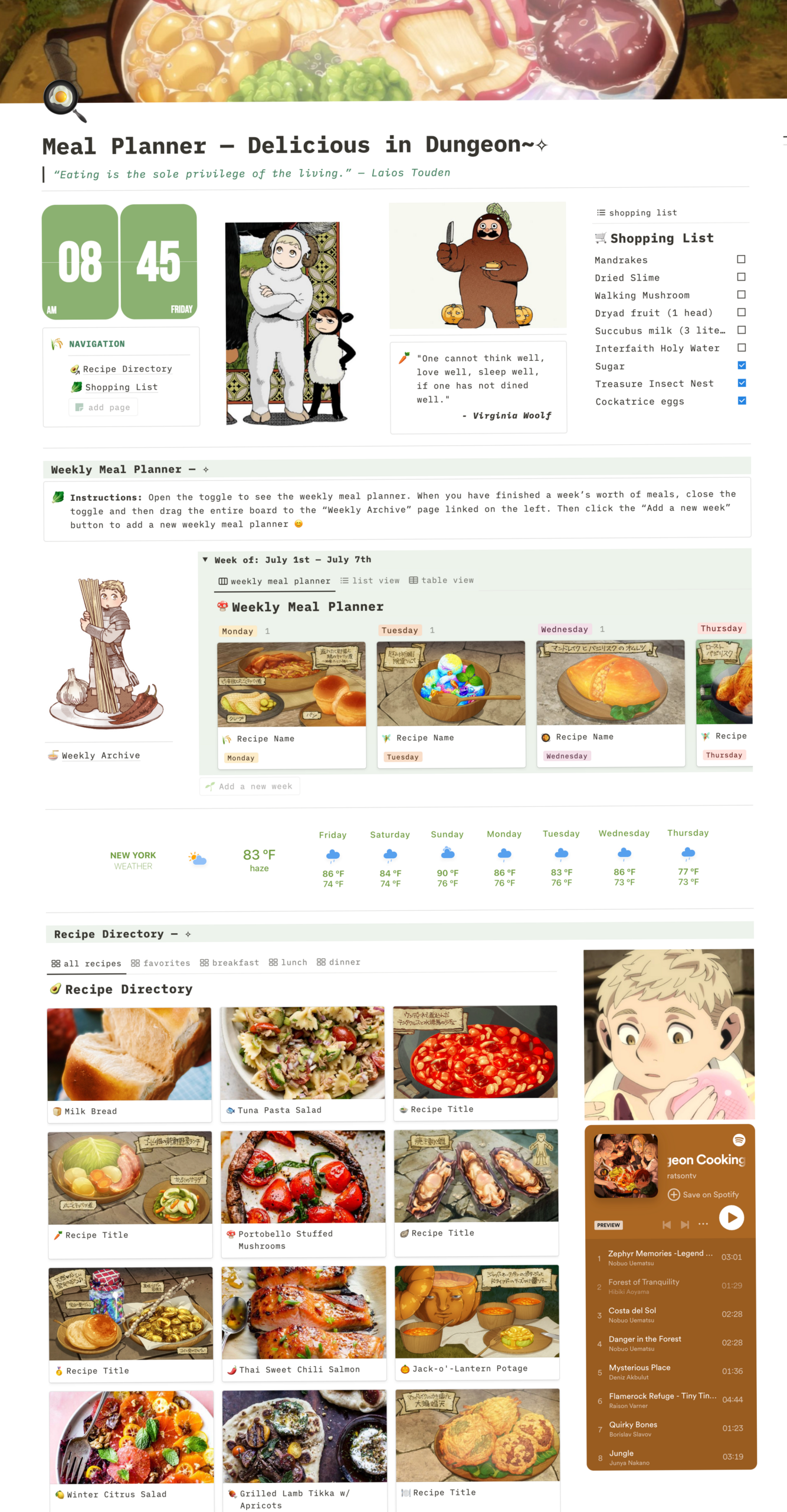 🎀 🌿 Notion Meal Planner: Your Life Simplified | only tool for life admin