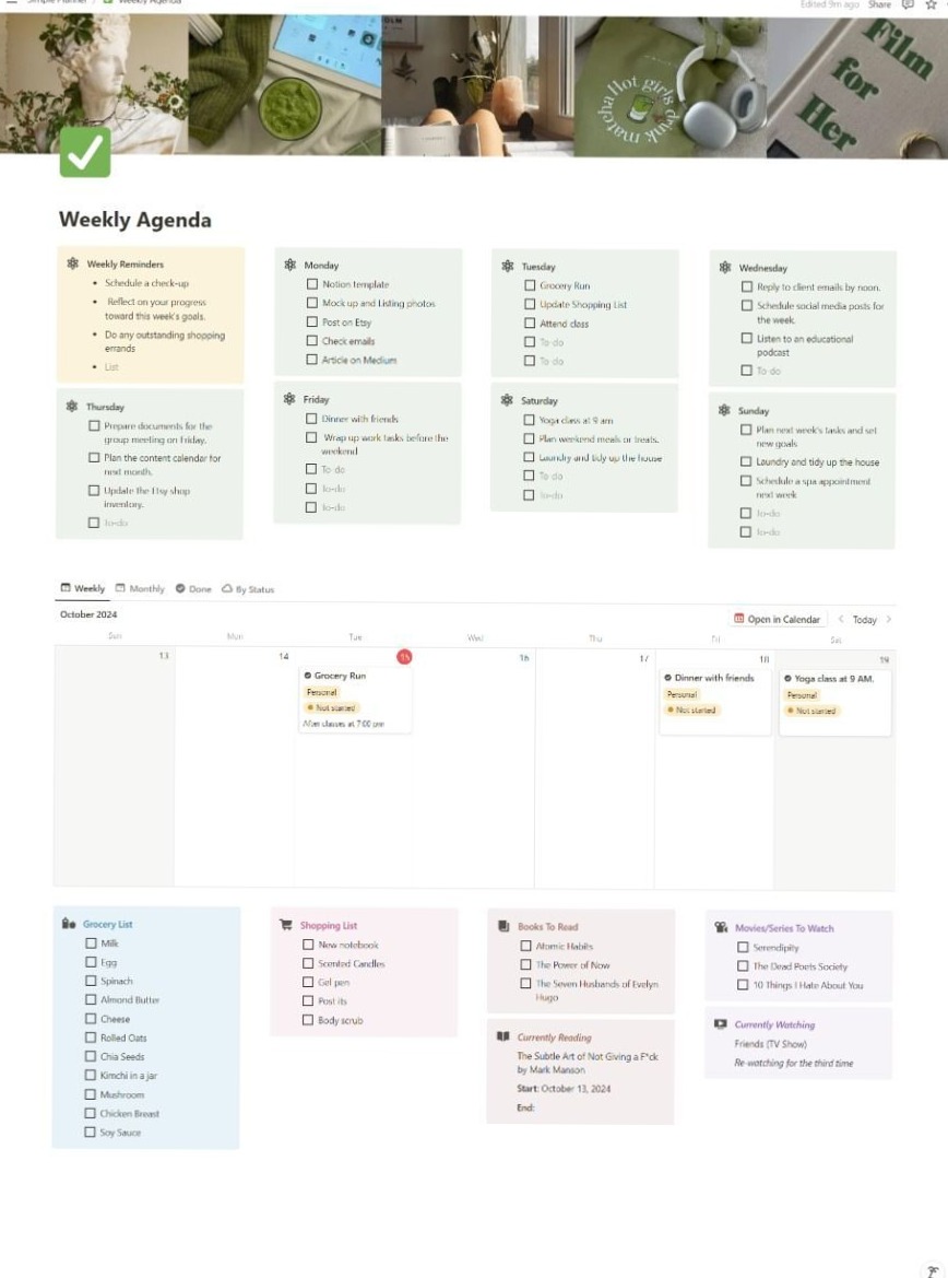 Notion Weekly Planner for Digital Design & Creative Workflows — 🌸 💌 only tool for life admin