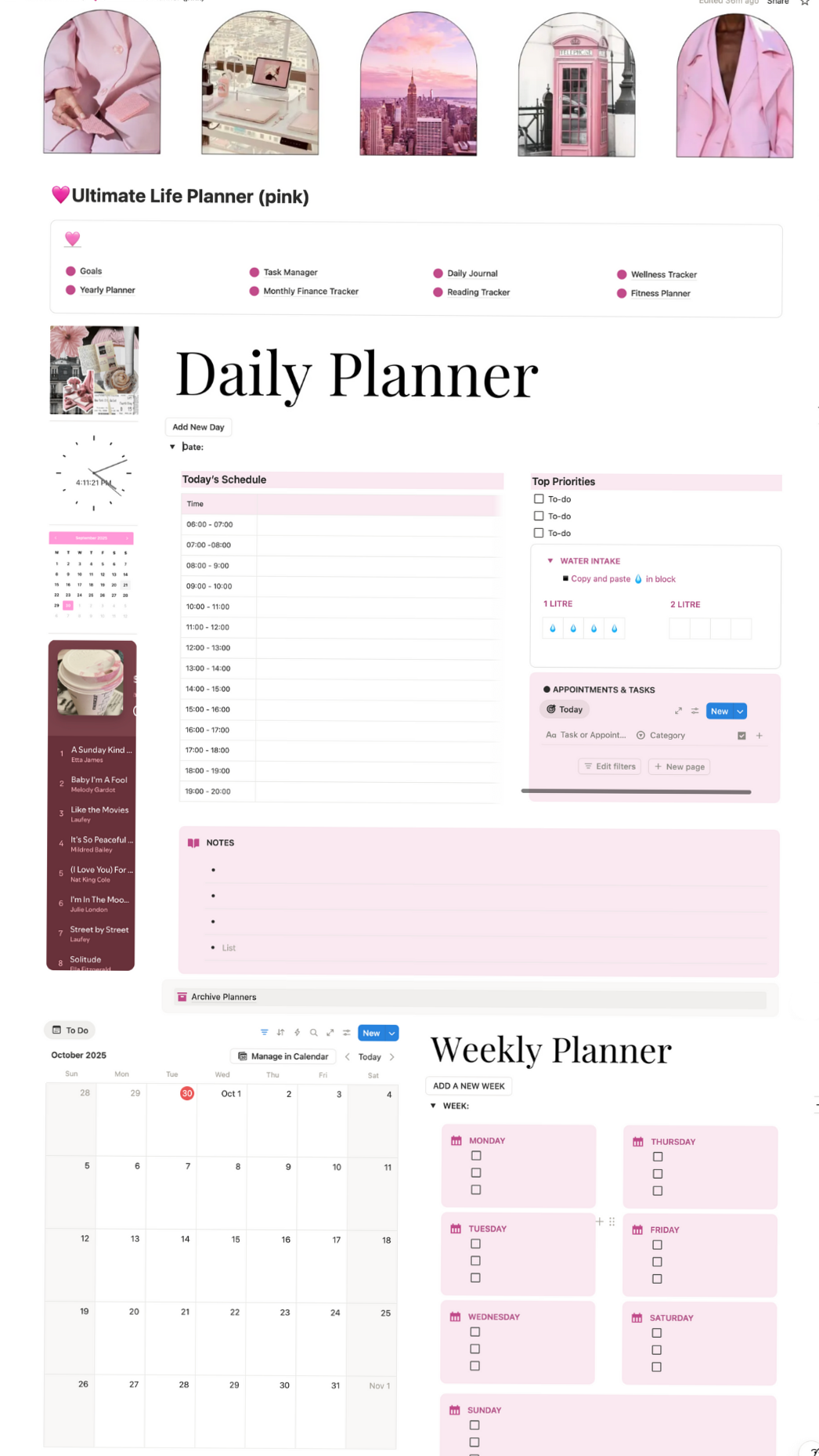 🤍 ☁️ only tool for life admin: Pink Notion Ultimate Life Planner | Aesthetic Digital Organizer