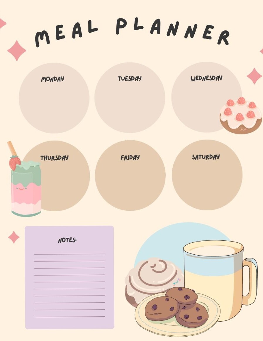 🖌️ 🪄 Pastel Pink & Blue Meal Planner Illustration | stay inspired all year long
