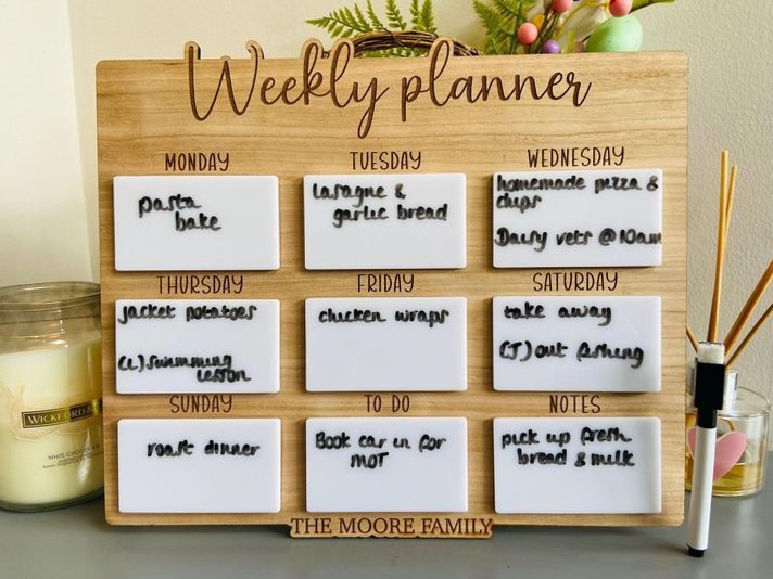 🌸 👰 Personalized Weekly Planner Board with Family Name & Editable Meal Menu | dream life manifestation