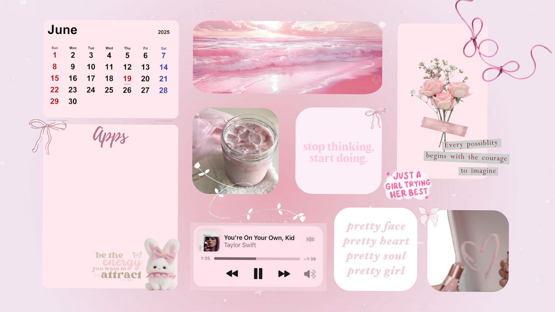 🪄 🌈 Pink Aesthetic June Desktop Organizer – Soft Girl Edition | stay inspired all year long