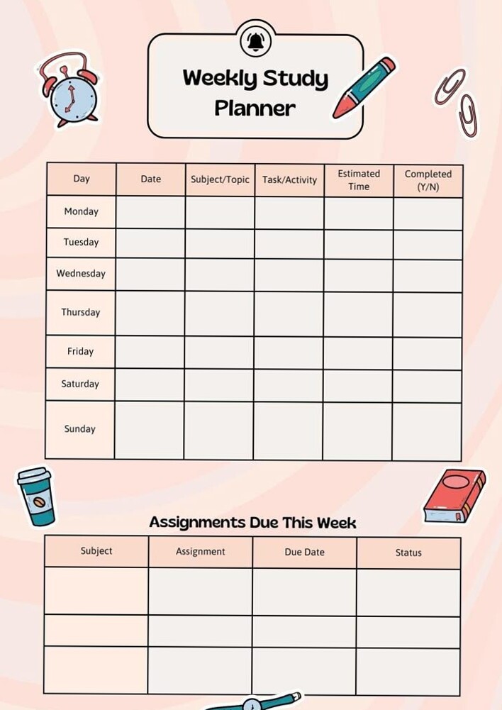 ☁️ ✨ Pink Retro Weekly Study Planner A4 Design | secret to staying productive