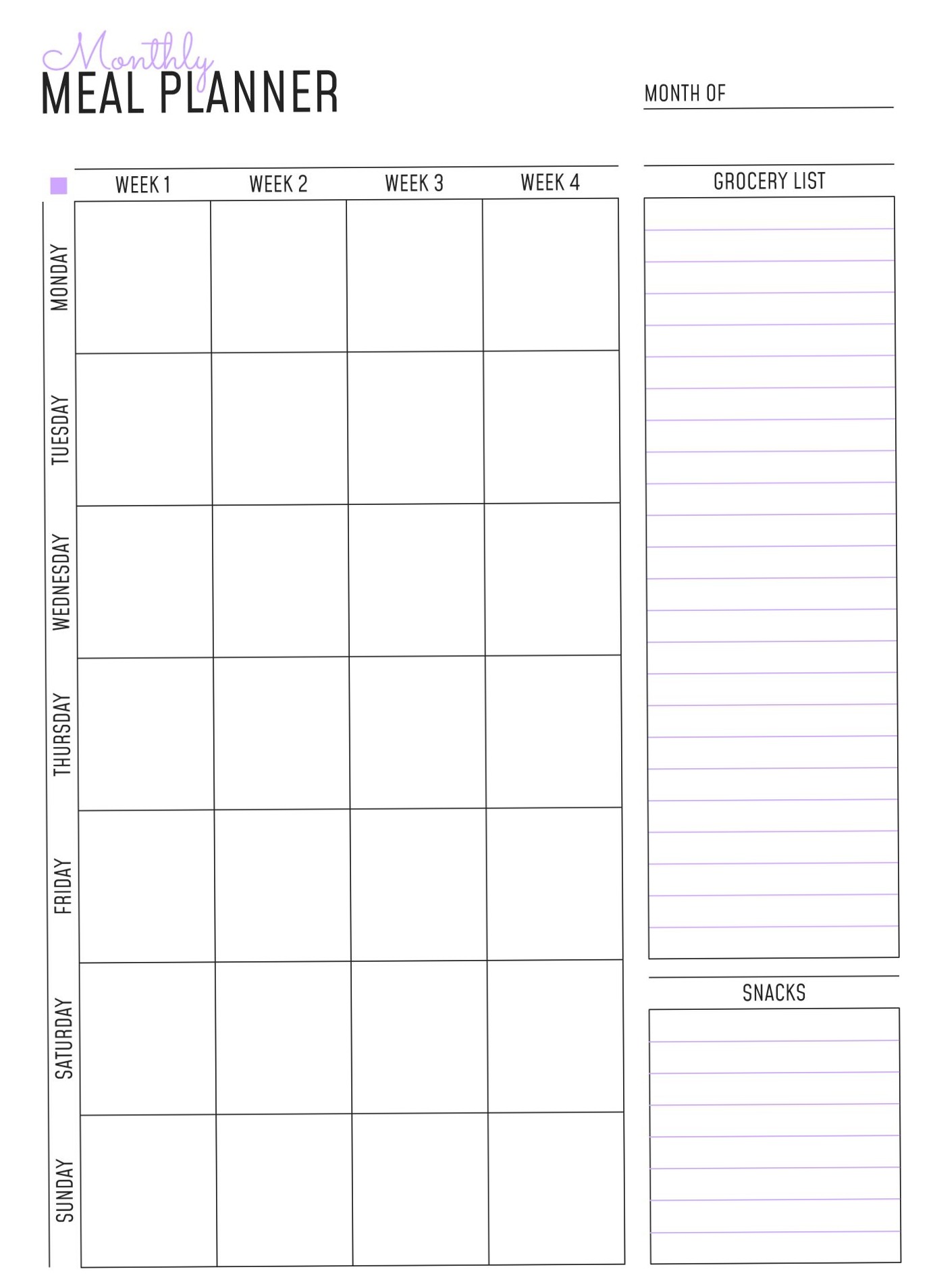 👰 💌 Printable Monthly Meal Planner — Free Google Docs Template | stay inspired all year long