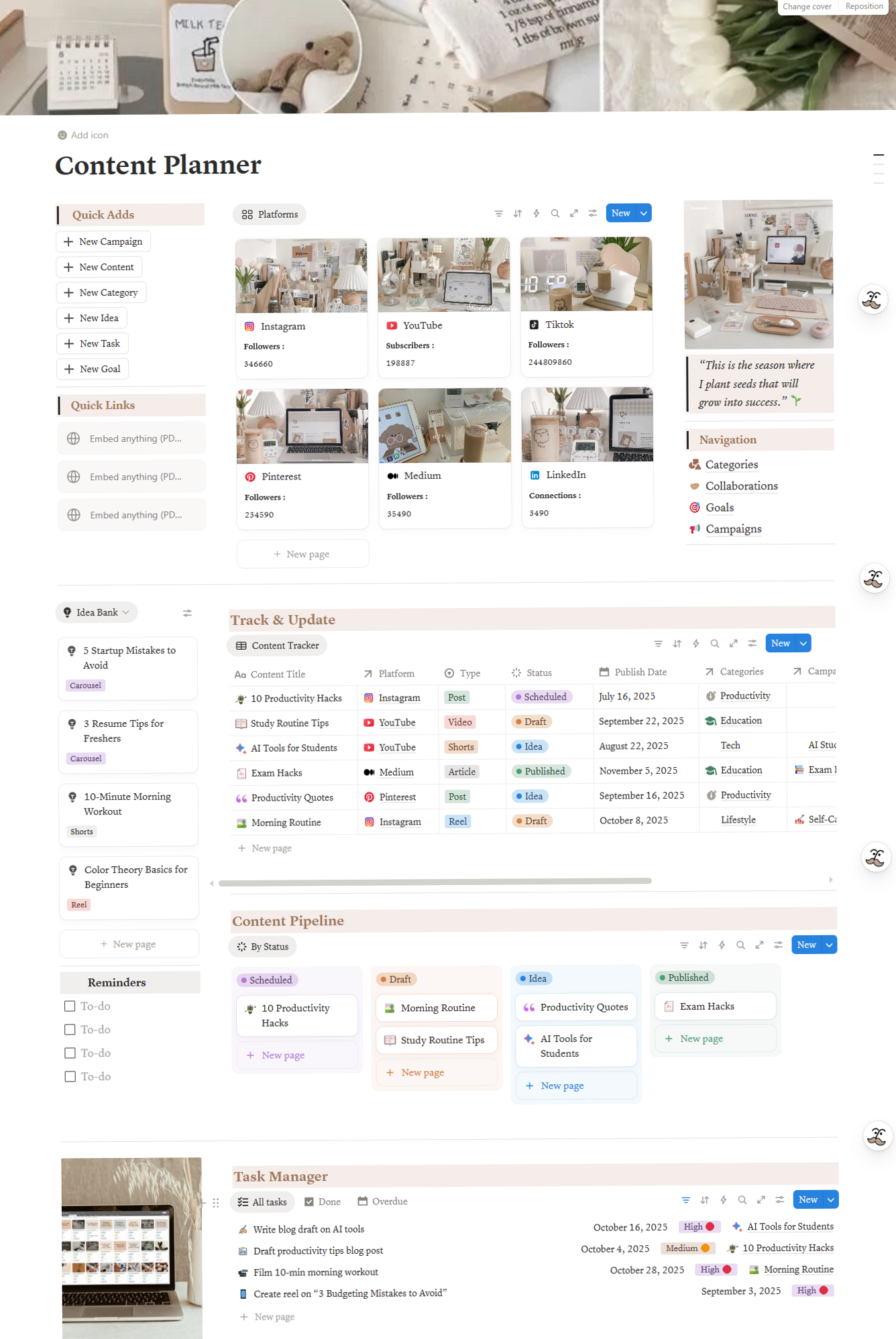 📌 📝 pro digital dashboard: Notion Cookbook Template: Organize Content & Recipes with Style