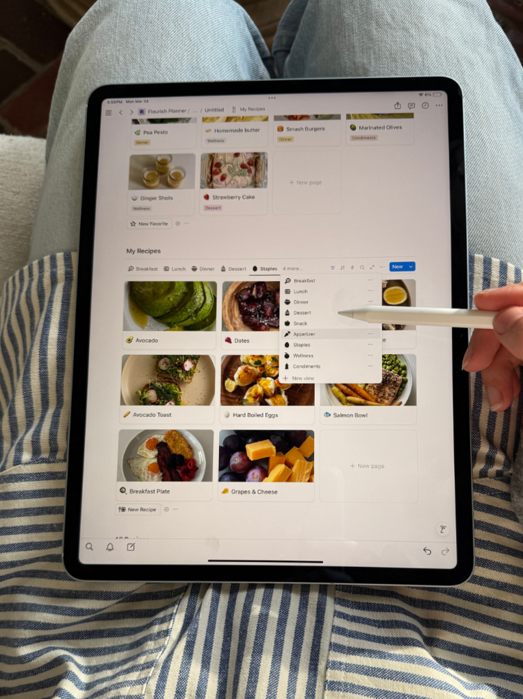 📁 🖇️ pro digital dashboard: Notion Meal Planner & Food Journal Template with Stickers & Goals