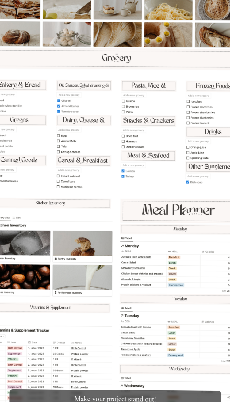 🕯️ 🌿 pro digital dashboard: Optimize Your Week with Notion Meal & Daily Planner Templates