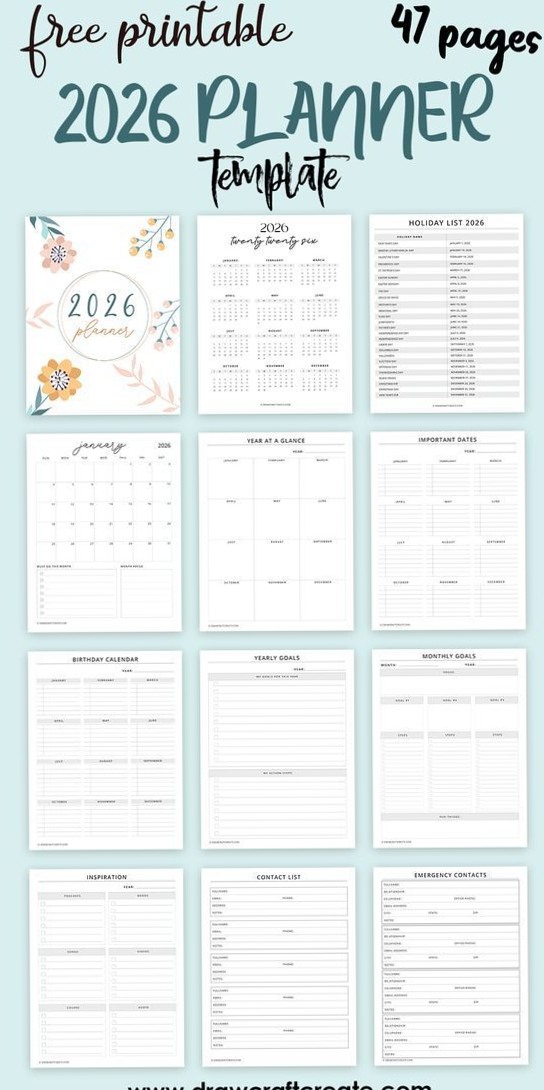 📝 📝 romanticize your routine: 2026 Planner Printable — 47 Pages Free Download