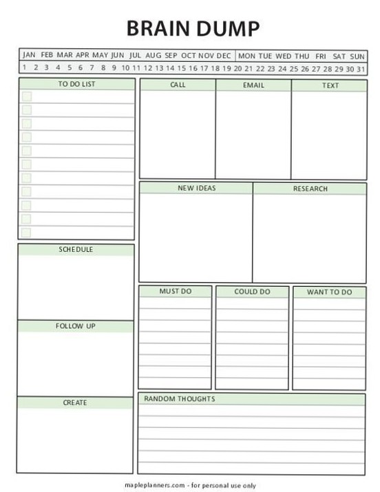 📌 🖇️ romanticize your routine: Brain Dump Template | To Do List Printable