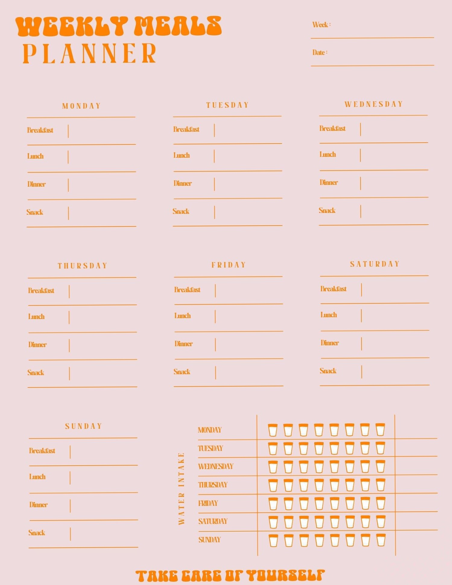 📁 📌 romanticize your routine: Clean Weekly Meal Planner | Digital Design & Creative Assets