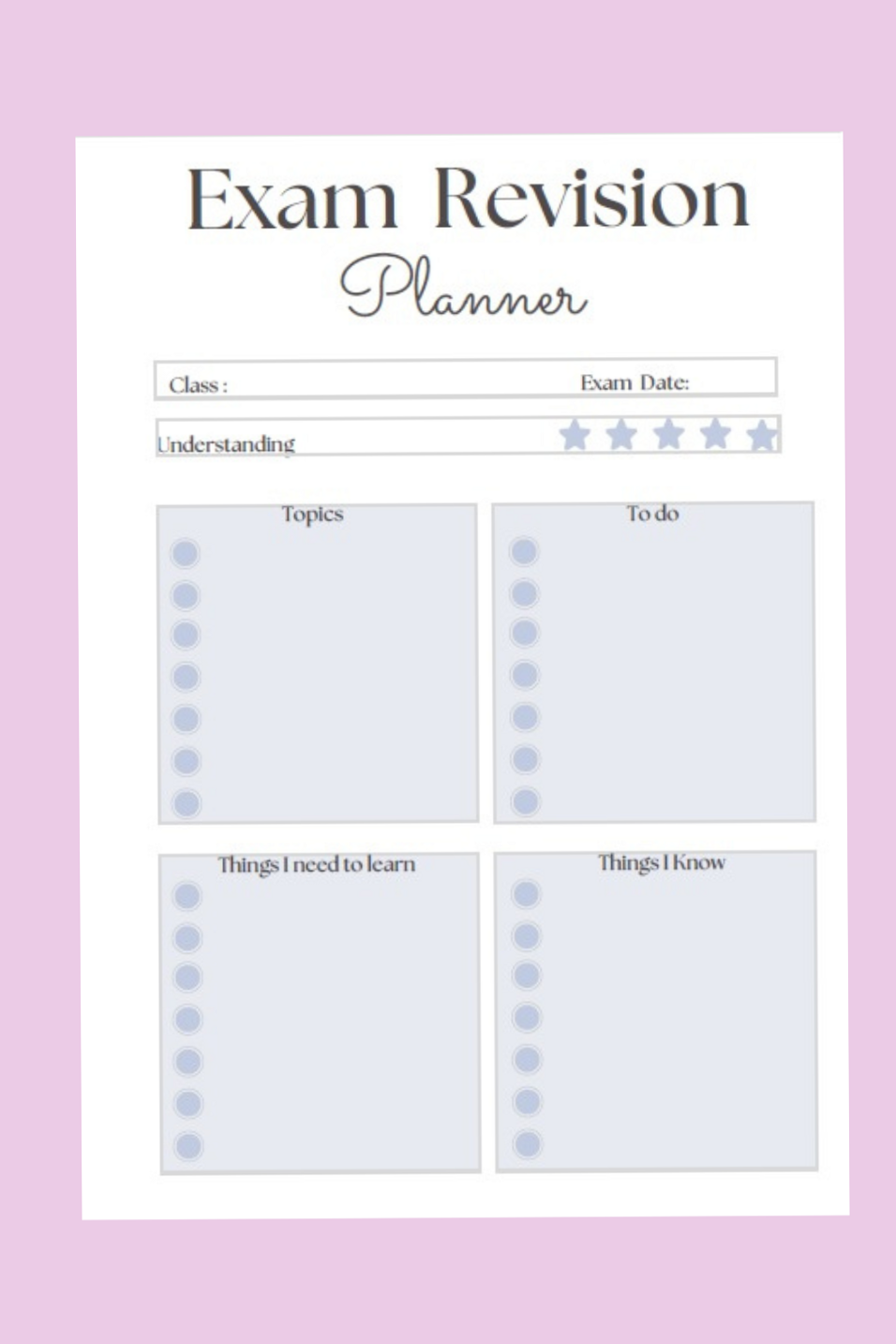 🖇️ 📅 romanticize your routine: Exam Revision Planner Insert | Digital Design & Creative Assets