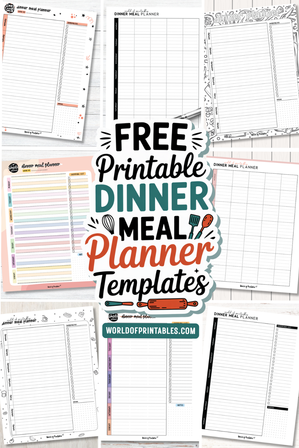 🪄 💎 romanticize your routine: Free Printable Meal Planner Templates for Easy Dinner Planning