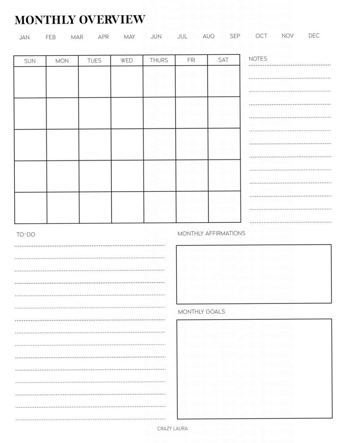 ☁️ ✨ romanticize your routine: Free Monthly Calendar Printable & Blank Version