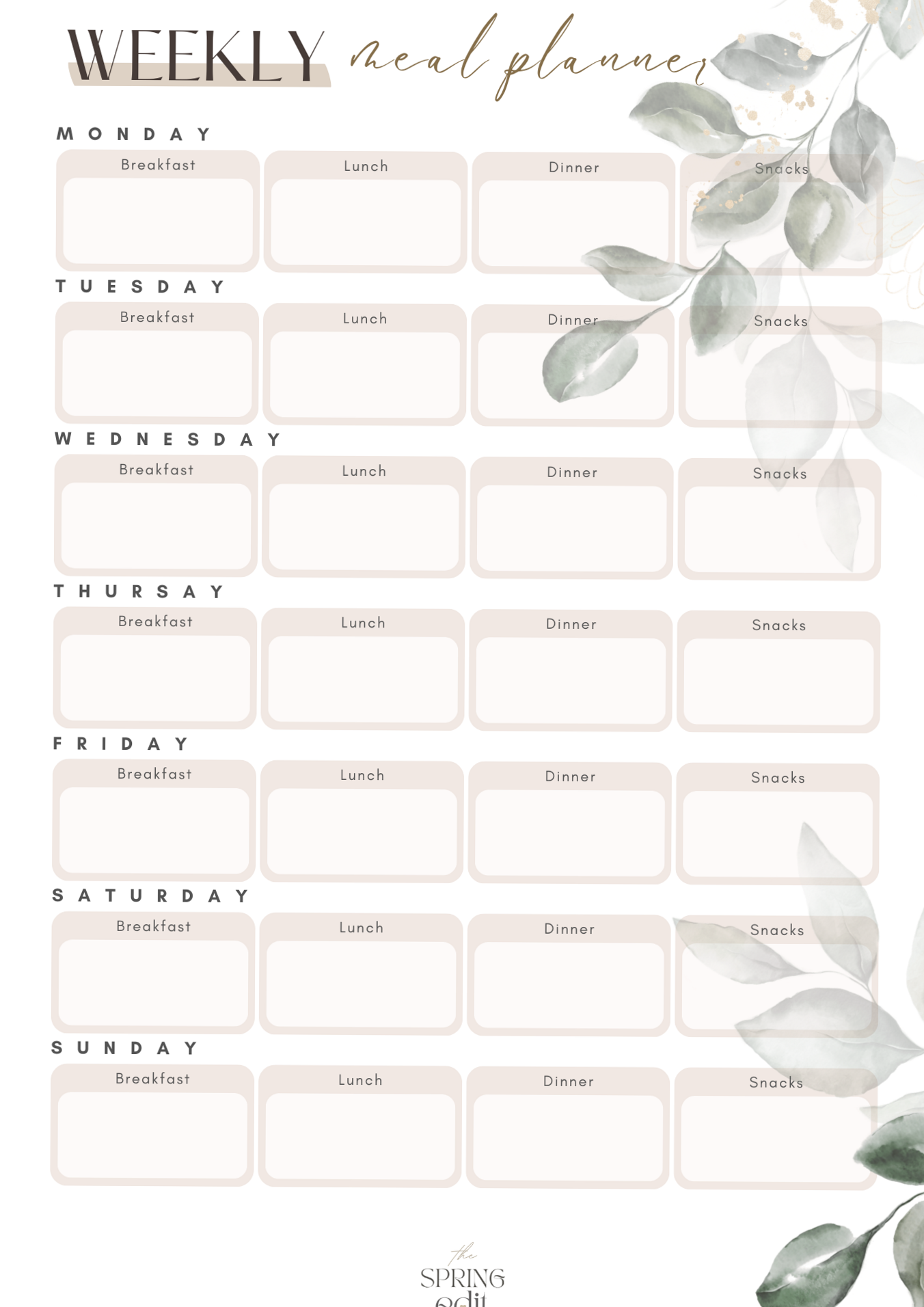 🪄 🎨 romanticize your routine: Plan Your Meals in Style – Weekly Meal Planner