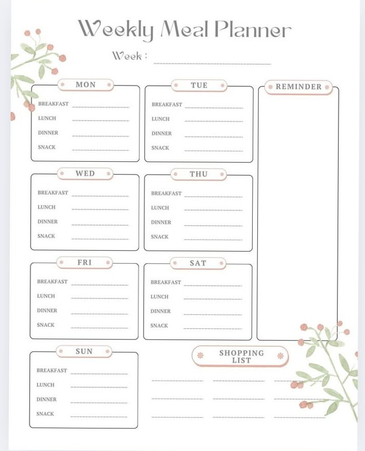 🖌️ 🪄 romanticize your routine: Printable Meal Planner for Moms — PDF Download