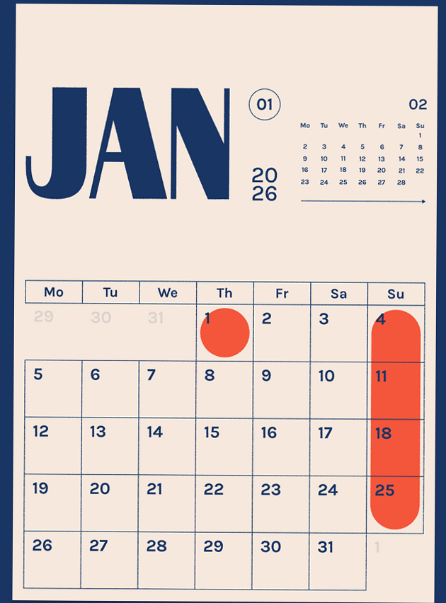📌 📁 romanticize your routine: Retro 2026 Calendar Design for Planners & Creatives