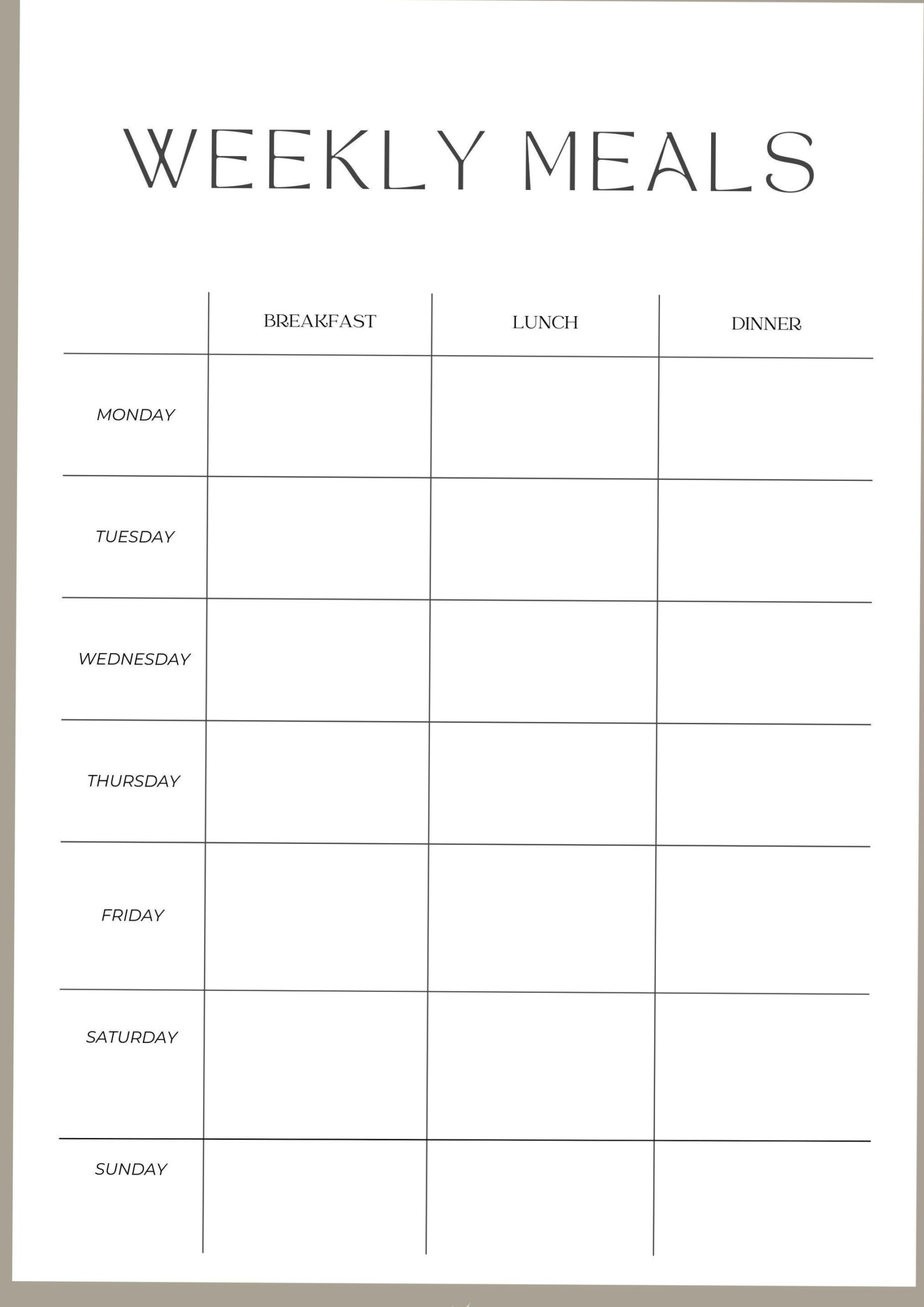 📁 📊 romanticize your routine: Simplify Weekly Meal Planning with Easy-to-Use Templates