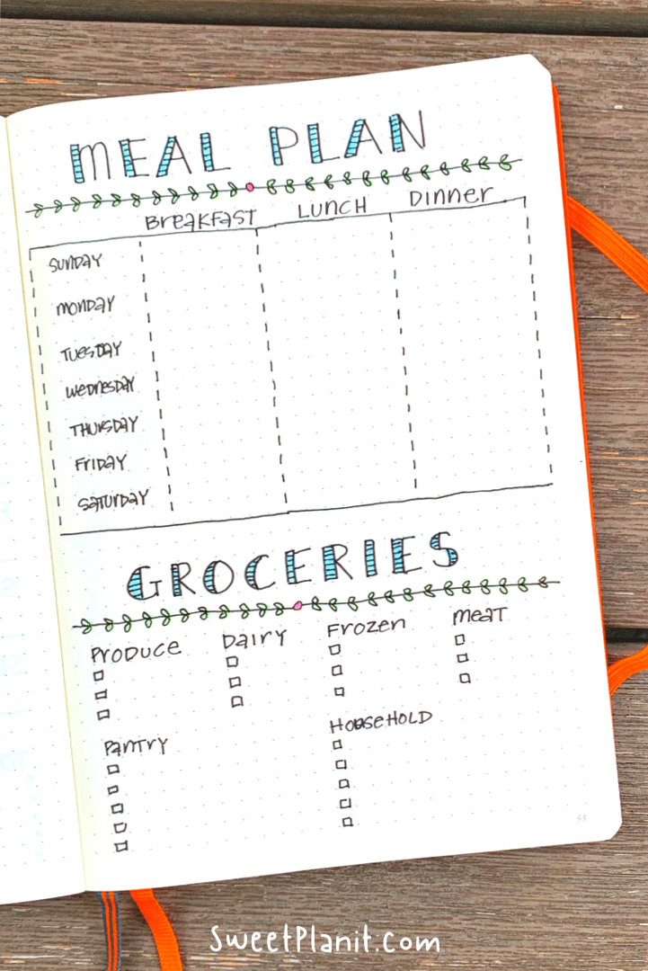 🍰 🥂 romanticize your routine: Sweet PlanIt Bullet Journal Meal Plan Spreads