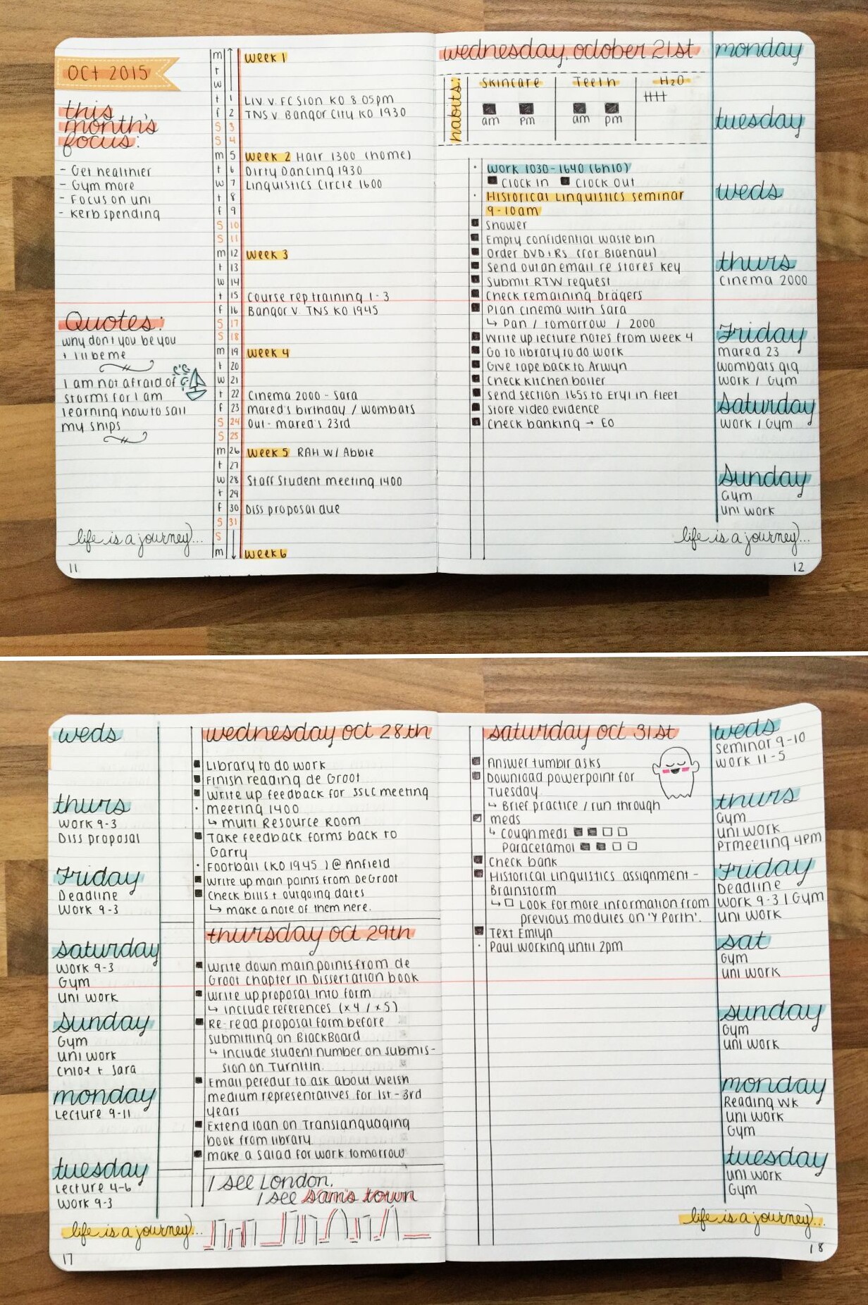 💎 🌈 romanticize your routine: Week & Month Journal Layout Inspiration