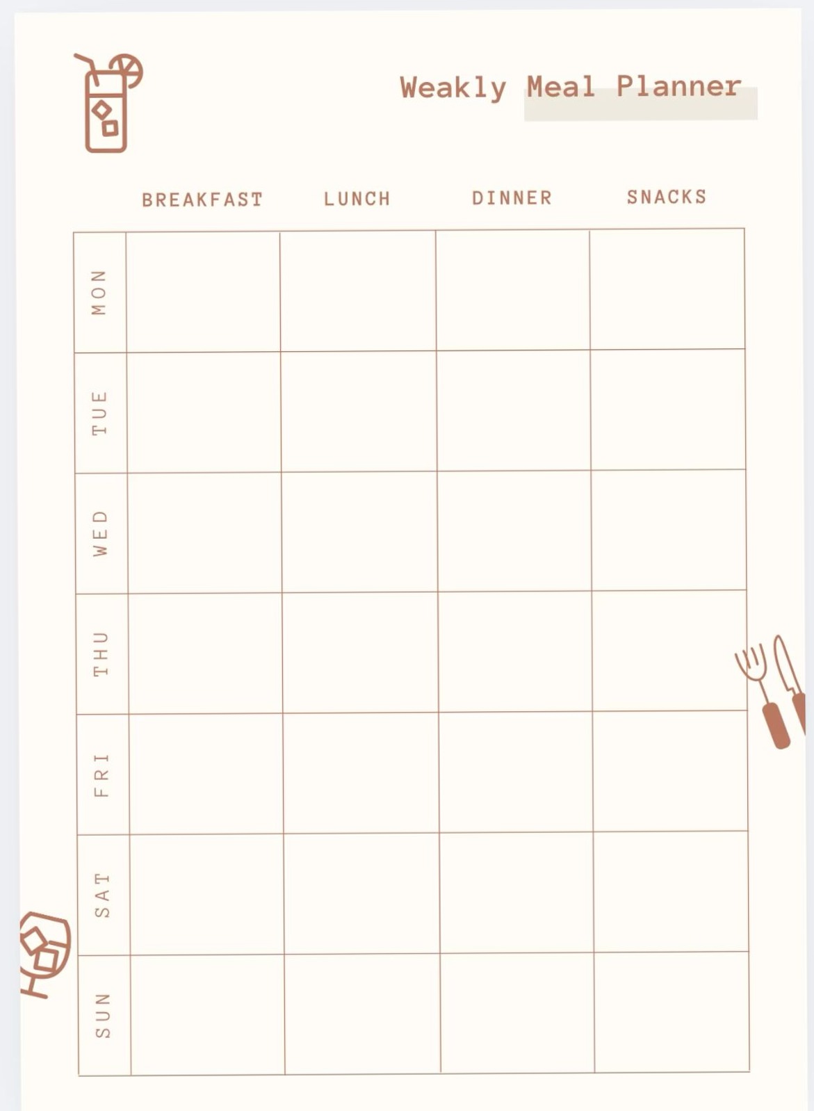 🥂 🌸 romanticize your routine: Weekly Meal Planner | Digital Design & Creative Assets