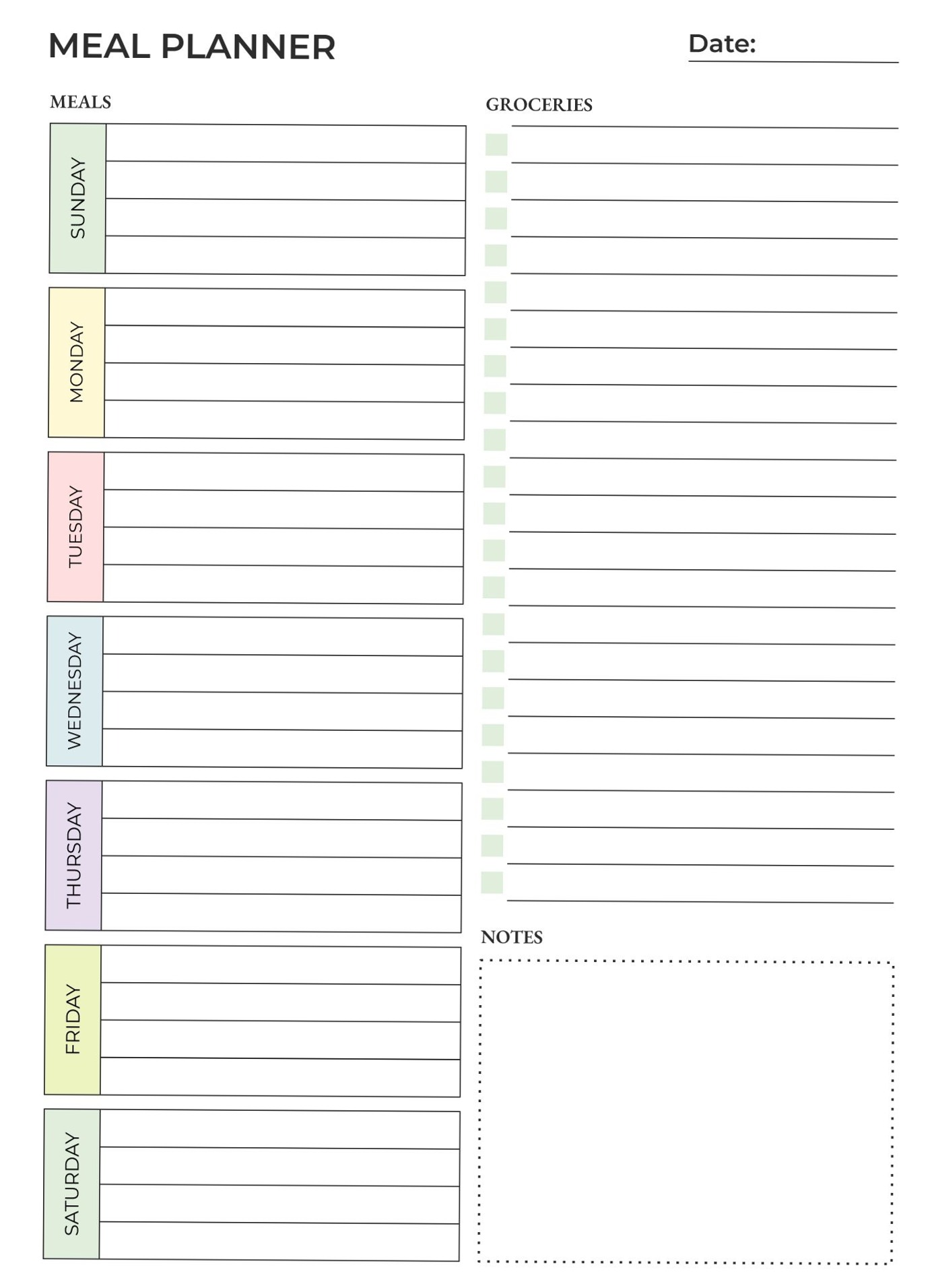 🎨 🌈 secret to staying productive: Printable Weekly Meal Planner & Grocery List Template | Free Google Docs