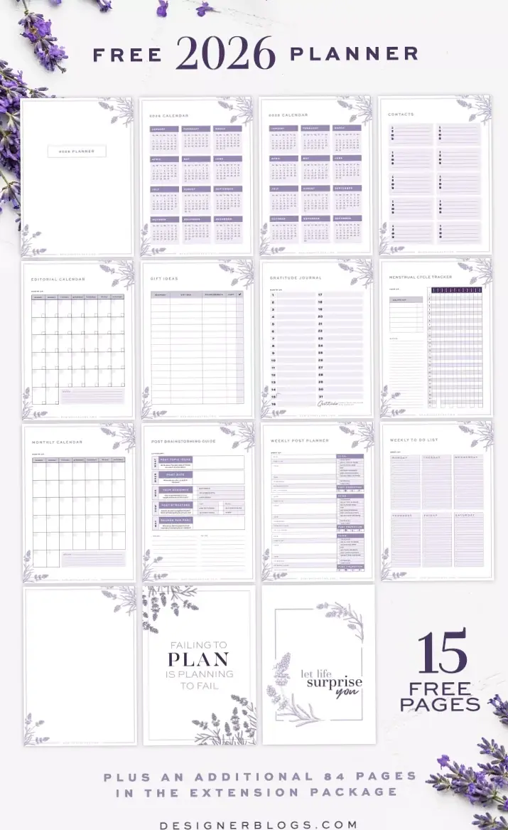 ☁️ 🤍 secret to staying productive: Your Free 2026 Lavender Blog & Life Planner