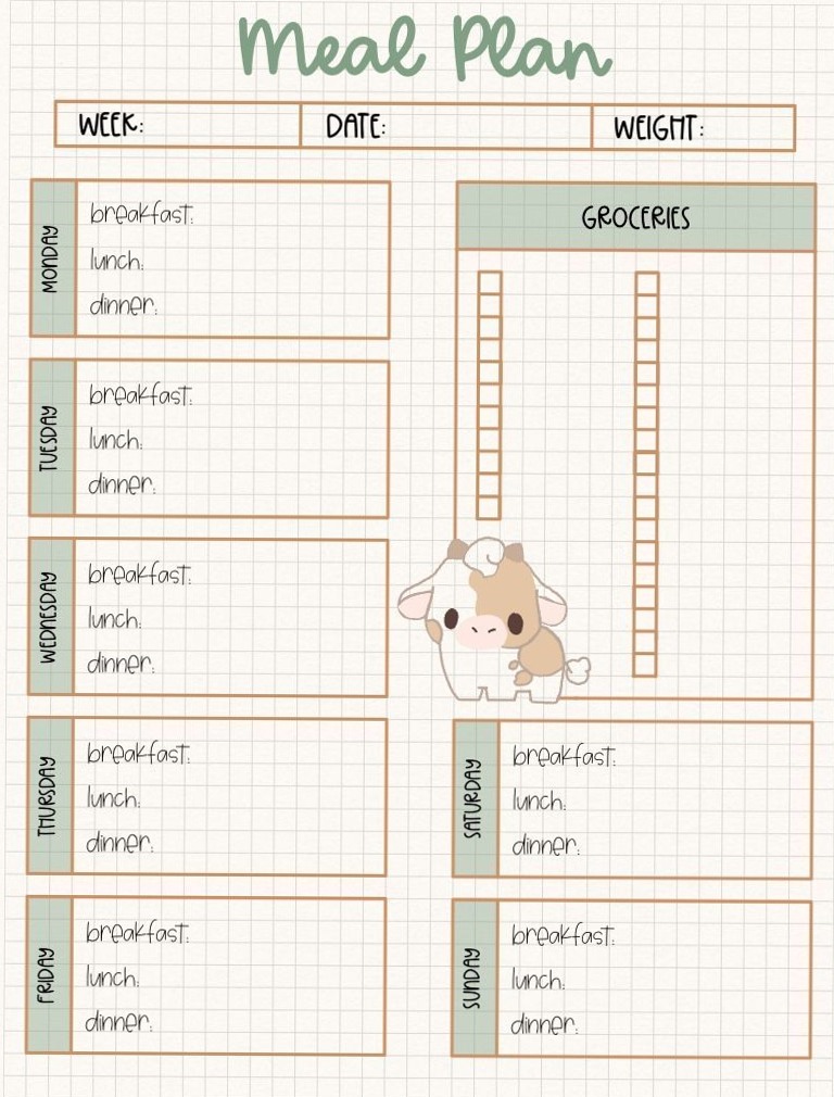 📍 🪄 secret to staying productive: Aesthetic Weekly Meal Planner for Success