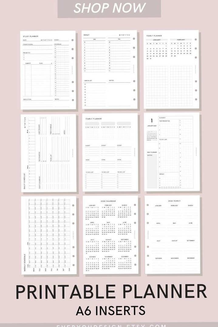 📝 📊 secret to staying productive: Printable A6 Planner Inserts for Monthly, Weekly, Daily, Yearly, Study, Schedule & To-Do Lists