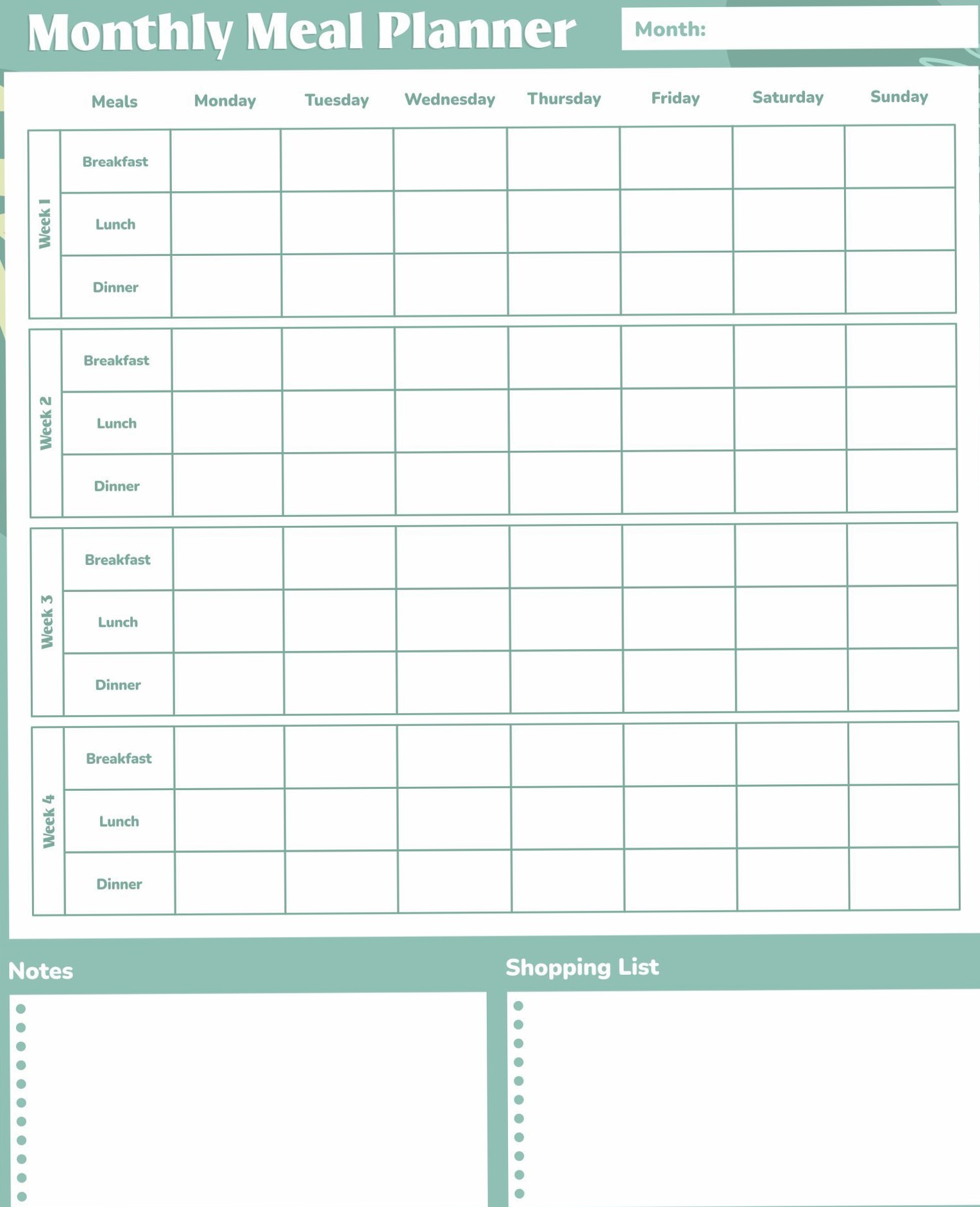 💎 🎨 secret to staying productive: 10 Free Meal-Planning PDF Templates | Printablee