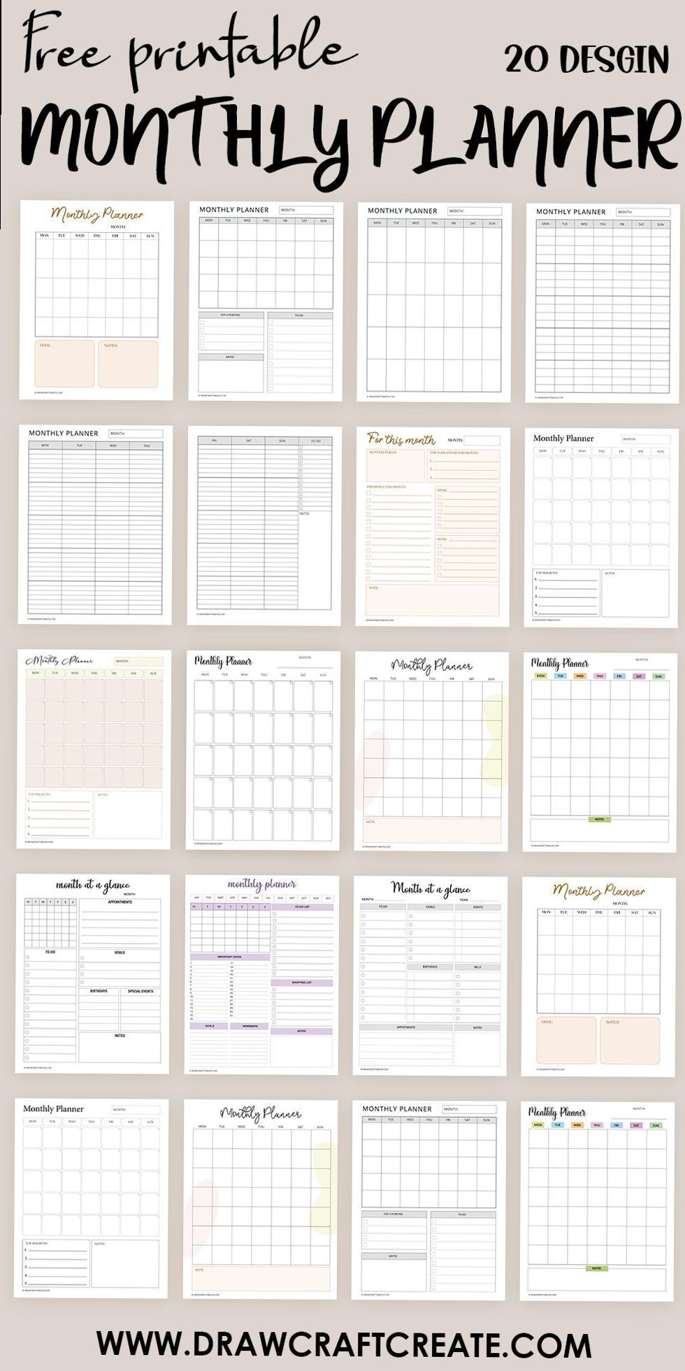 ✨ 🕯️ secret to staying productive: 15 Free Monthly Planner Templates for Creative Organization