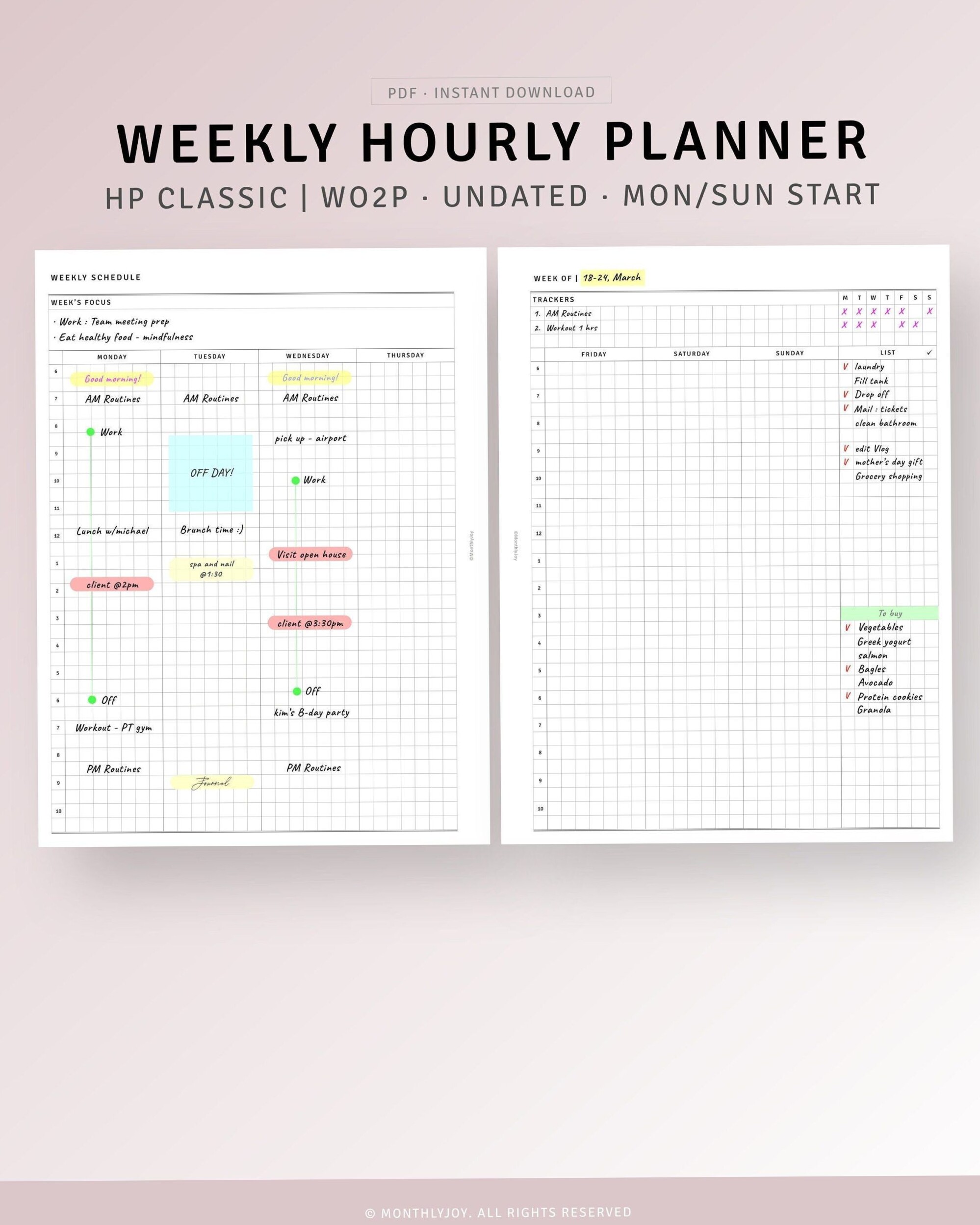 🥂 💌 secret to staying productive: HP Weekly Planner Organizer — Work vs Personal Schedule Printable